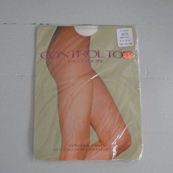 Control Top Pantyhose White Medium/Tall Vintage JC Penney Shaper Made In USA NWT - Picture 1 of 5